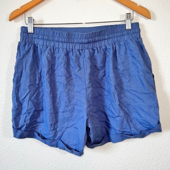 NEW Como Vintage Blue Linen Blend High Rise Shorts women's size small - Picture 4 of 4